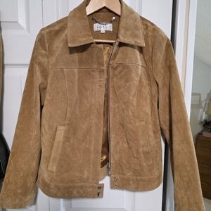 Nicole Miller Chestnut Suede Zip-Front Jacket